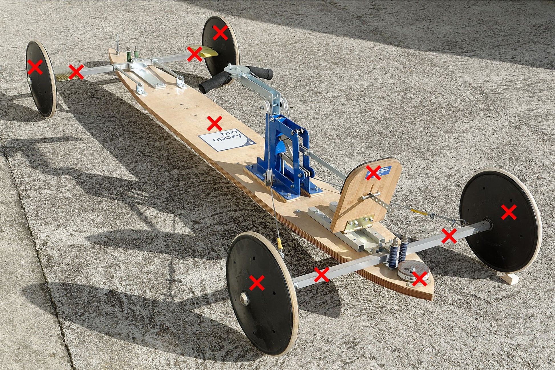 pedal bausatz Seifenkiste, DSKD, Mechanik Bausatz Premium, gefedert – Seifenkistenverband-BW